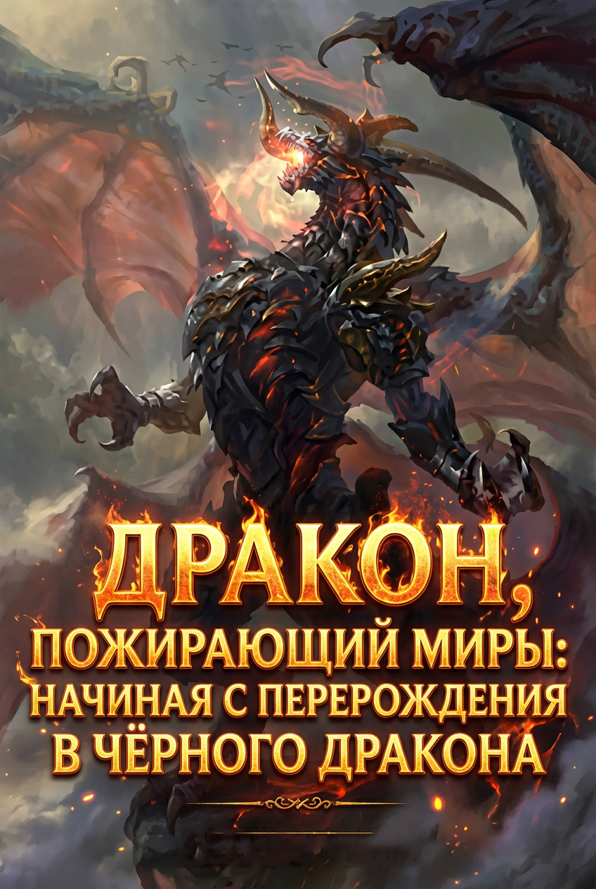 Обложка «Дракон, пожирающий миры: Начиная с перерождения в чёрного дракона»