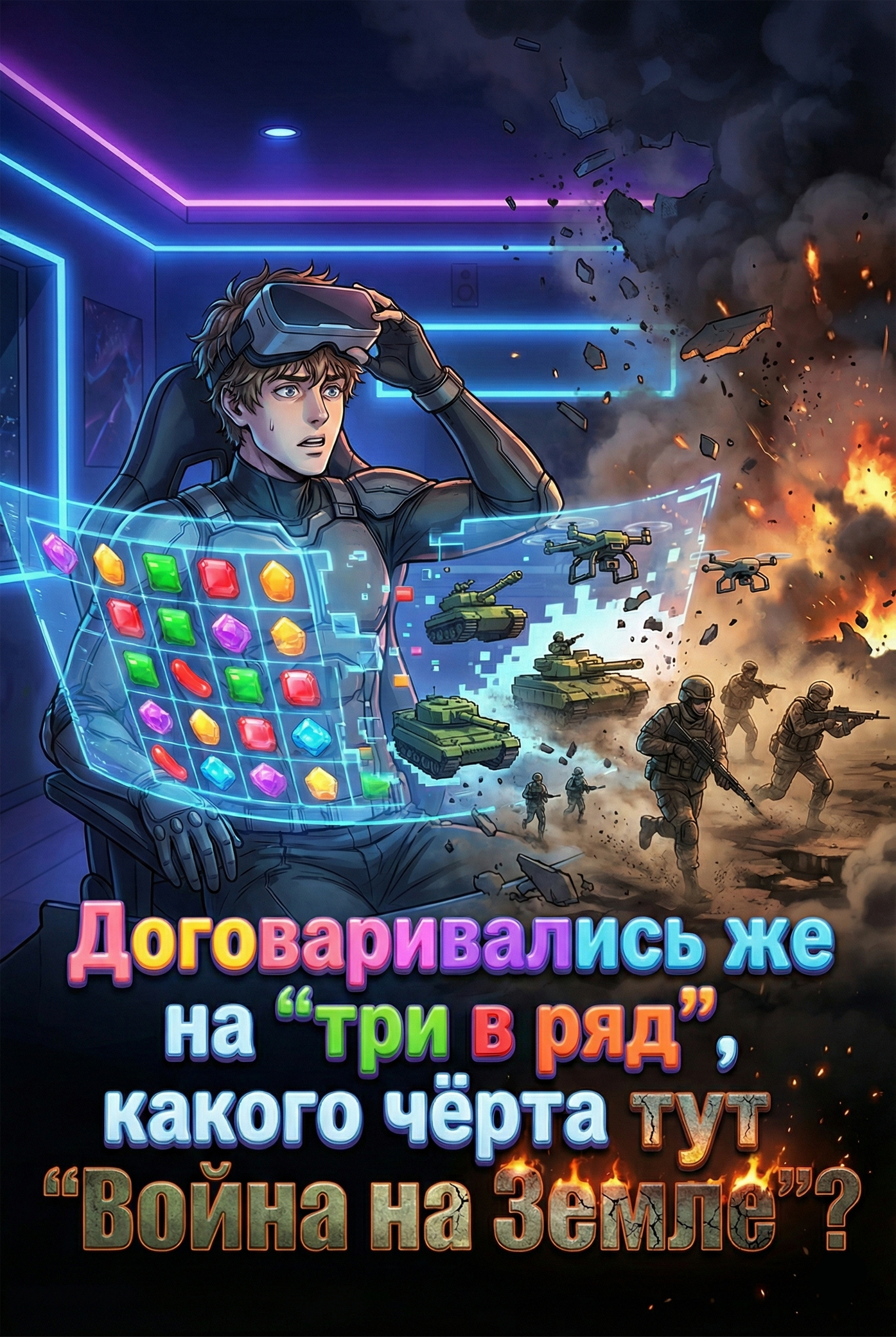 Обложка «Договаривались же на 'три в ряд', какого чёрта тут 'Война на Земле'?»